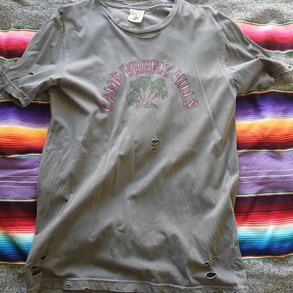 Camp Beverly Hills x Fred Segal Distressed Short Sleeve Tee - Gray
